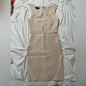 bebe Beige Sleeveless Midi Dress